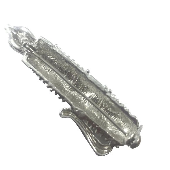 Vintage Writing Pen Brooch Red and Clear Crystals - Picture 5 of 5